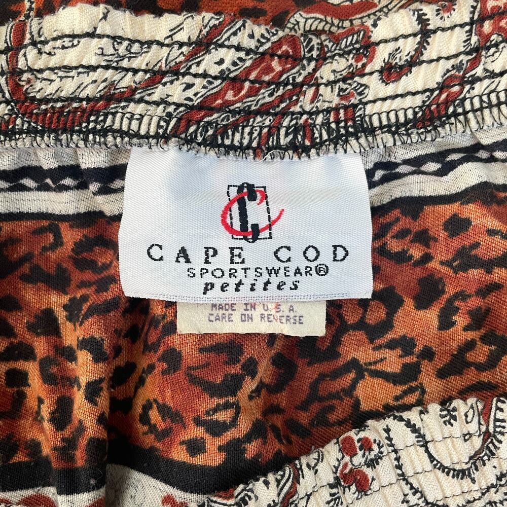 Vintage Mini Skirt Size 14 Black Brown Mix Print Cheetah Floral Boho Pull On 90s - Picture 12 of 16